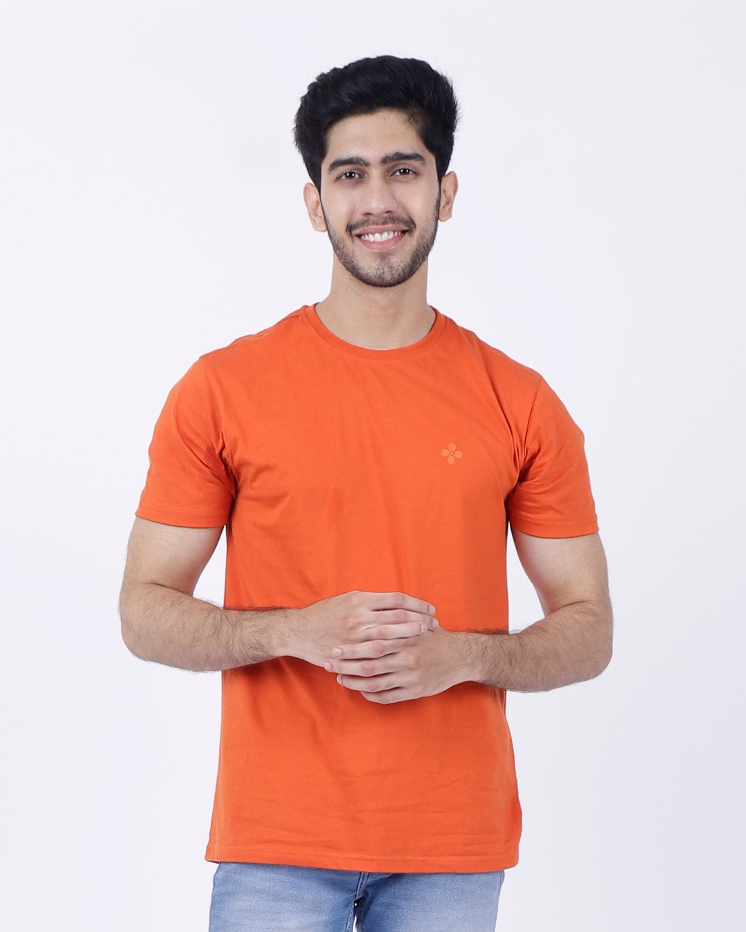 Bio Washed Mens Round Neck T-shirt β Rust